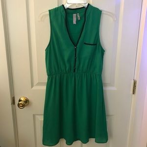 Spring fit and flare green dress